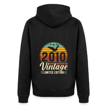 Vintage 2010 aged to perfection - Unisex Premium Organic Zip Hoodie - black - Back - Nico (187cm)