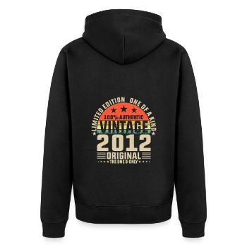 Vintage 2012 aged to perfection - Unisex Premium Organic Zip Hoodie - black - Back - Nico (187cm)