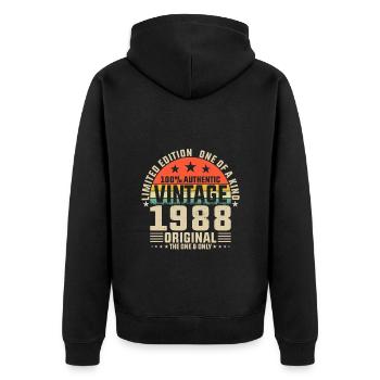 1988 - Unisex Premium Organic Zip Hoodie - black - Back - Nico (187cm)