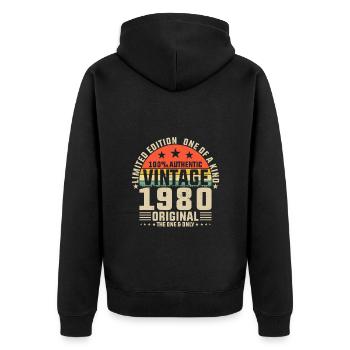 Das Beste von 1980 - Unisex Premium Bio Zip Hoodie - Schwarz - Hinten - Nico (187cm)