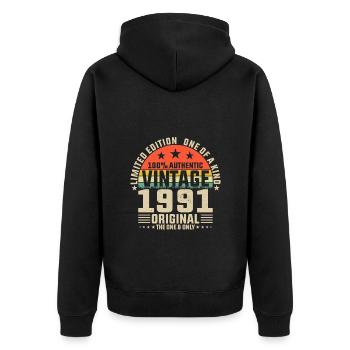 1991 Birthday Gift 1991 Vintage 1991 Gift - Unisex Premium Organic Zip Hoodie - black - Back - Nico (187cm)