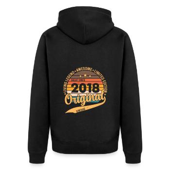 Original 2018 Vintage - 2018 Birthday Gift - Unisex Premium Organic Zip Hoodie - black - Back - Nico (187cm)