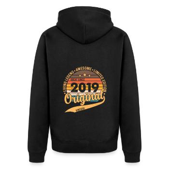 Original 2019 Vintage Vintage Retro Birthday - Veste à capuche bio Premium Unisexe - noir - Dos - Nico (187cm)