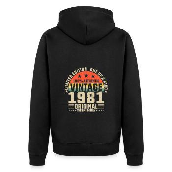 Vintage Best Of 1981 cassette rétro anniversaire - Veste à capuche bio Premium Unisexe - noir - Dos - Nico (187cm)