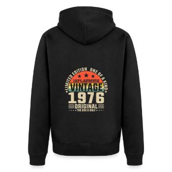 Born in 1976, Born Legendary 1976 Anniversary - Unisex Premium Organic Zip Hoodie - black - Back - Nico (187cm)