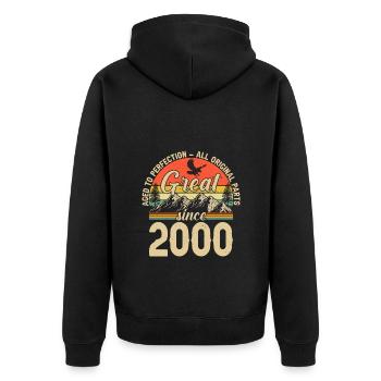 2000 Anniversary Born In 2000 Vintage Retro. Editio - Unisex Premium Organic Zip Hoodie - black - Back - Nico (187cm)
