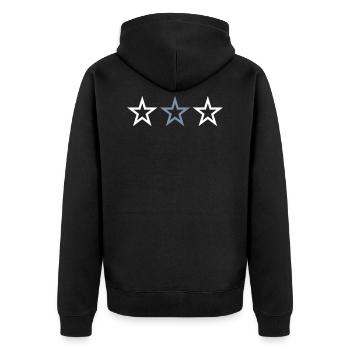 3 STERNE - Unisex Premium Bio Zip Hoodie - Schwarz - Hinten - Nico (187cm)
