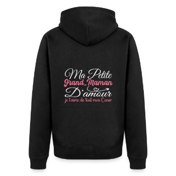 Oma Liebesgeschenk, Oma, ich liebe dich - Unisex Premium Bio Zip Hoodie - Schwarz - Hinten - Nico (187cm)
