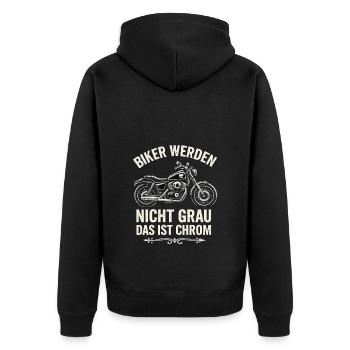 Les motards ne deviennent pas gris - c’est le chrome ! - Veste à capuche bio Premium Unisexe - noir - Dos - Nico (187cm)