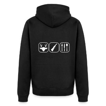 Jagd Icons Hirsch Gewehr Besteck Jagdsport Fan - Unisex Premium Bio Zip Hoodie - Schwarz - Hinten - Nico (187cm)