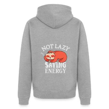 Nicht faul, Energie sparen Sloth - Unisex Premium Bio Zip Hoodie - Grau meliert - Hinten - Nico (187cm)