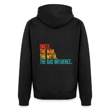 Lustiger Onkel Mann Mythos Schlechter Einfluss Lus - Unisex Premium Bio Zip Hoodie - Schwarz - Hinten - Nico (187cm)