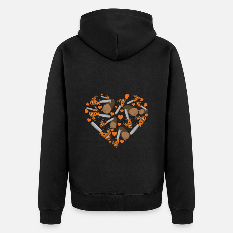 Hommes Saint-Valentin Coeur Bûcheron Tronçonneuse - Veste à capuche bio Premium Unisexe - noir