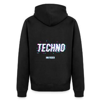 Techno - Your fucking rave Berlin party gift - Unisex Premium Organic Zip Hoodie - black - Back - Nico (187cm)