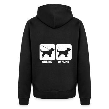 Lustiger Online-Offline-Feldspaniel - Unisex Premium Bio Zip Hoodie - Schwarz - Hinten - Nico (187cm)