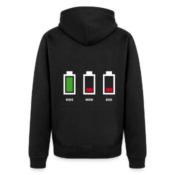 Vater Mutter Akku Leer T-Shirt Lustiges Familie Ge - Unisex Premium Bio Zip Hoodie - Schwarz - Hinten - Nico (187cm)