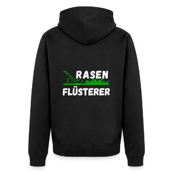 Garten Gärnter Rasen Flüsterer witziger Spruch - Unisex Premium Bio Zip Hoodie - Schwarz - Hinten - Nico (187cm)