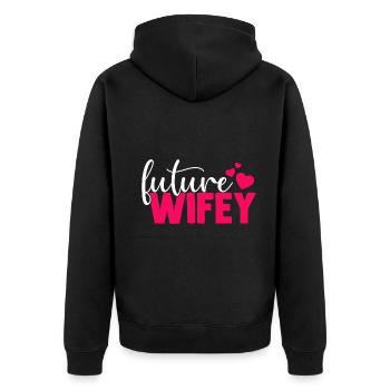 Future Wifey Süß und niedlich für zukünftige Bräut - Unisex Premium Bio Zip Hoodie - Schwarz - Hinten - Nico (187cm)