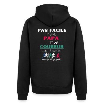 T shirt papa coureur humour papa cadeau - Veste à capuche bio Premium Unisexe - noir - Dos - Nico (187cm)