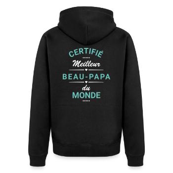 tee shirt beau père meilleur beau papa cadeau. - Veste à capuche bio Premium Unisexe - noir - Dos - Nico (187cm)