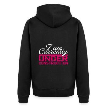 I'm Under Construction Fitness Gym Bodybuilding - Unisex Premium Bio Zip Hoodie - Schwarz - Hinten - Nico (187cm)