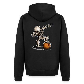 Skelett Dabbing Dab Basketball Halloween Geschenk - Unisex Premium Bio Zip Hoodie - Schwarz - Hinten - Nico (187cm)