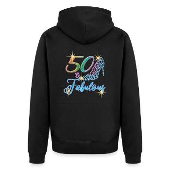 50th Birthday - 50 & Fabulous Turning Fifty Bday - Unisex Premium Organic Zip Hoodie - black - Back - Nico (187cm)