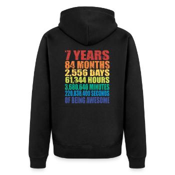Drôle de cadeau de 7e anniversaire, âge de 7 ans - Veste à capuche bio Premium Unisexe - noir - Dos - Nico (187cm)
