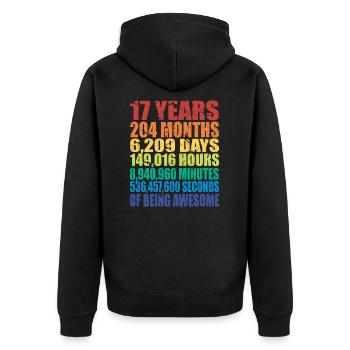 Lustiges Geschenk zum 17. Geburtstag, Alter 17 Jahre alt - Unisex Premium Bio Zip Hoodie - Schwarz - Hinten - Nico (187cm)