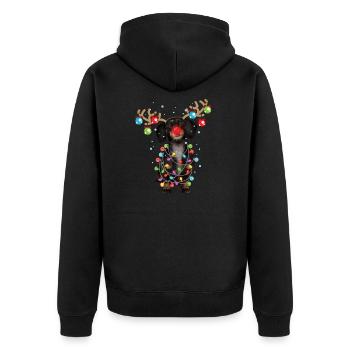 Weihnachten Süße Weihnachten Dackel Wiener Hund Geschenk - Unisex Premium Bio Zip Hoodie - Schwarz - Hinten - Nico (187cm)