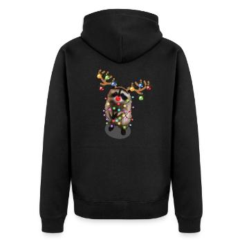 Weihnachtswaschbär - Süßes lustiges Weihnachtstier Geschenk - Unisex Premium Bio Zip Hoodie - Schwarz - Hinten - Nico (187cm)