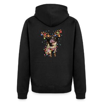 Christmas Piggie - Süßes Schweinchen Weihnachten Weihnachtsschwein - Unisex Premium Bio Zip Hoodie - Schwarz - Hinten - Nico (187cm)