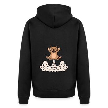 Pups Katze lustige Geschenkidee Katzenpups witzig - Unisex Premium Bio Zip Hoodie - Schwarz - Hinten - Nico (187cm)