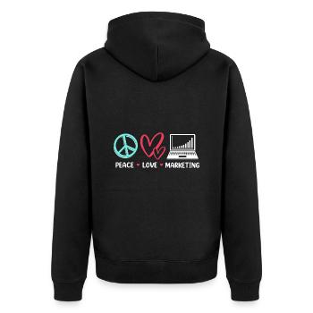 Marketing Manager - Unisex Premium Bio Zip Hoodie - Schwarz - Hinten - Nico (187cm)