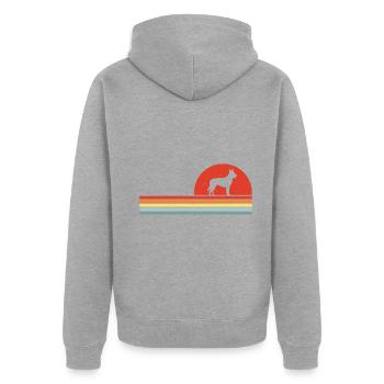Holländischer Schäferhund Retro Vintage - Unisex Premium Bio Zip Hoodie - Grau meliert - Hinten - Nico (187cm)