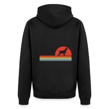 Englischer Springer Spaniel Retro Vintage - Unisex Premium Bio Zip Hoodie - Schwarz - Hinten - Nico (187cm)