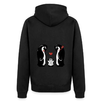 Baby Pinguin Familie - Geburt Tier Geschenkidee - Unisex Premium Bio Zip Hoodie - Schwarz - Hinten - Nico (187cm)