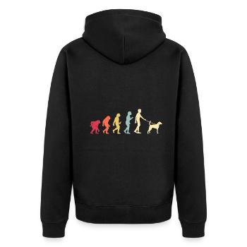 Englischer Foxhound Evolution Retro Vintage - Unisex Premium Bio Zip Hoodie - Schwarz - Hinten - Nico (187cm)