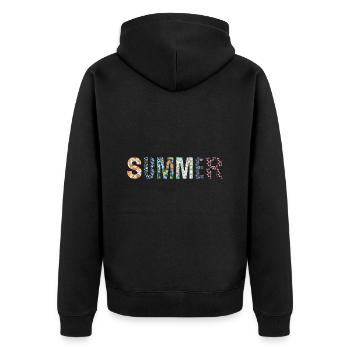 Été | Été | Arbre | Fleurs | Soleil - Veste à capuche bio Premium Unisexe - noir - Dos - Nico (187cm)