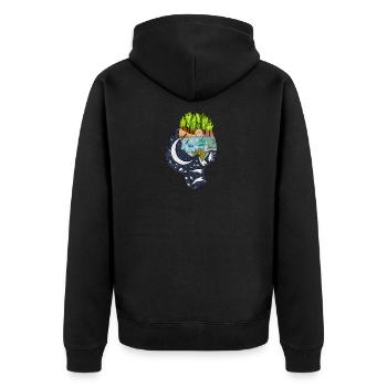 Kopf, Natur, Wassermann, Sternzeichen, Fisch - Unisex Premium Bio Zip Hoodie - Schwarz - Hinten - Nico (187cm)