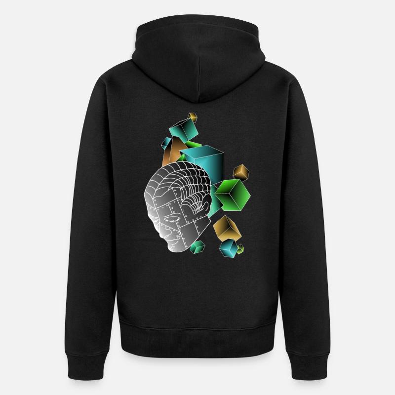 Roboter mit Würfeln bunt - Unisex Premium Bio Zip Hoodie - Schwarz