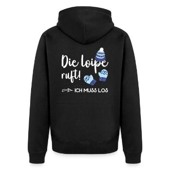 Skilanglauf Langlaufen Skilanglaufen Ski Langlauf - Unisex Premium Bio Zip Hoodie - Schwarz - Hinten - Nico (187cm)