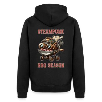 Steampunk BBQ Season 1 - Unisex Premium Bio Zip Hoodie - Schwarz - Hinten - Nico (187cm)