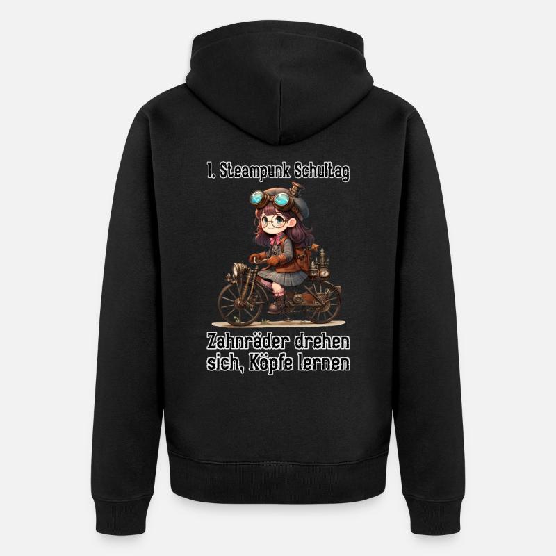 Première journée d’école Steampunk - Veste à capuche bio Premium Unisexe - noir