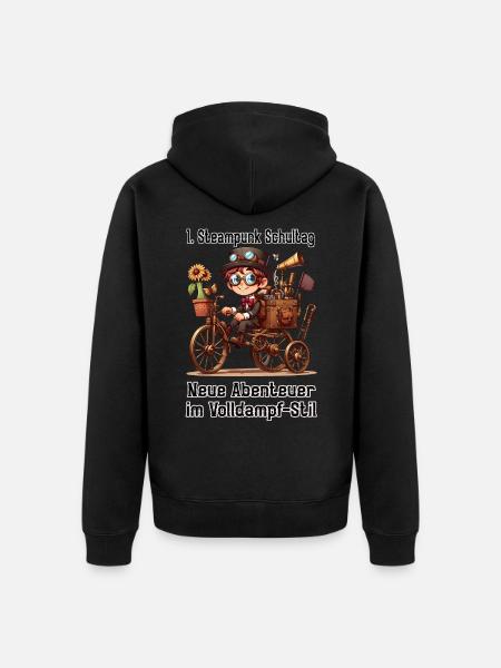 First Steampunk School Day - Unisex Premium Organic Zip Hoodie - black