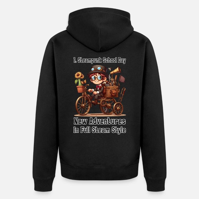 Première journée d’école Steampunk - Veste à capuche bio Premium Unisexe - noir