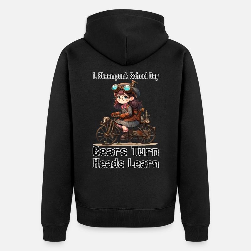 Première journée d’école Steampunk - Veste à capuche bio Premium Unisexe - noir