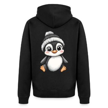 Pingouin mignon mignon bébé enfants animal dessin animé - Veste à capuche bio Premium Unisexe - noir - Dos - Nico (187cm)