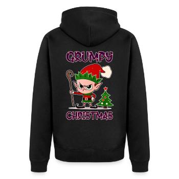 Grumpy Christmas Elf - Unisex Premium Bio Zip Hoodie - Schwarz - Hinten - Nico (187cm)