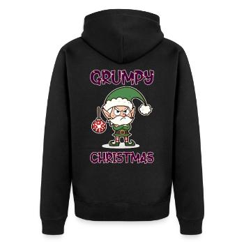 Grumpy Christmas Elf - Unisex Premium Bio Zip Hoodie - Schwarz - Hinten - Nico (187cm)